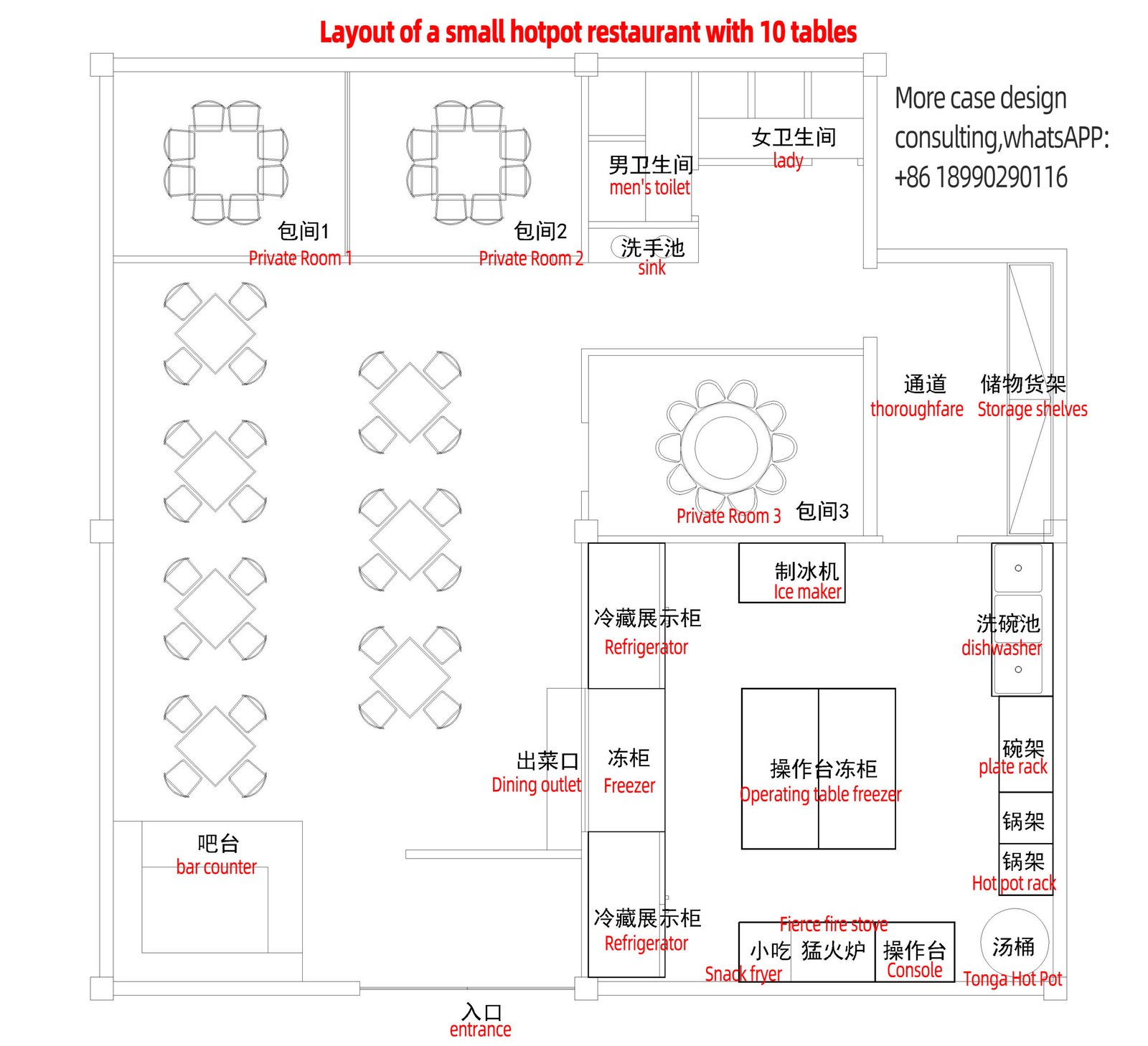 Kitchen Layout of Hotpot Restaurant